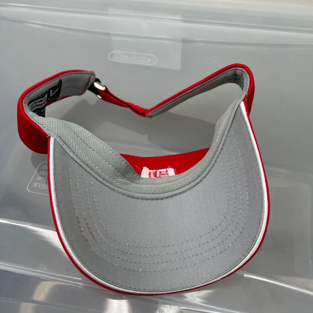 Antigua Rogers Visor Mens Adjustable Red‎ Strap Cap Farm Equipment Seed Tractor